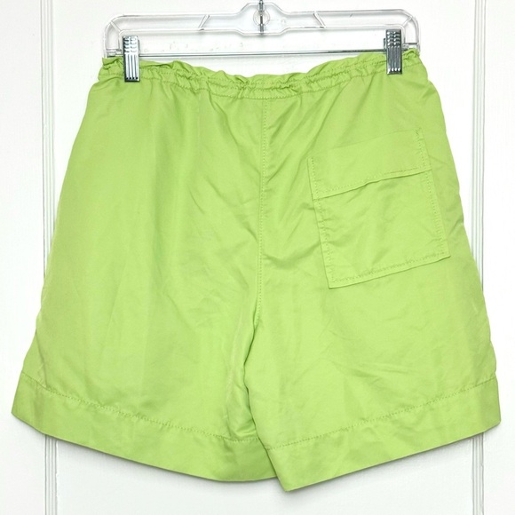 STAUD Lime Green High Rise Drawstring Waist Relaxed Fit Sporty Nylon Shorts S - Picture 4 of 6